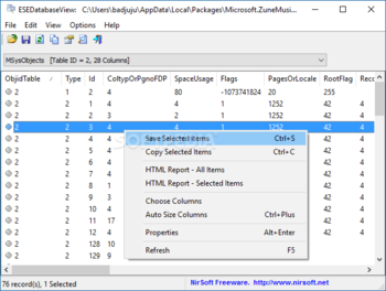 ESEDatabaseView screenshot