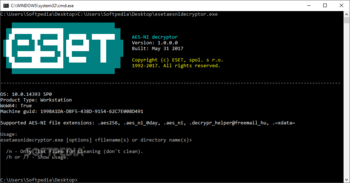 ESET AES-NI decryptor screenshot