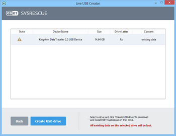 ESET SysRescue screenshot