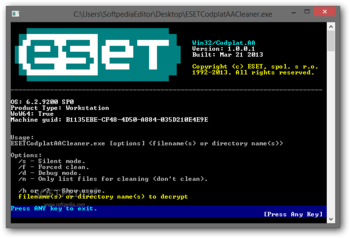 ESET Win32/Codplat.AA Cleaner screenshot