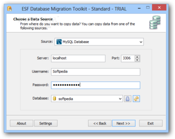 ESF Database Migration Toolkit Standard screenshot