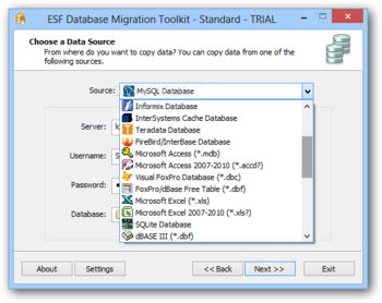 ESF Database Migration Toolkit Standard screenshot 2