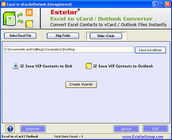 Estelar Excel to vCard & Outlook screenshot 2