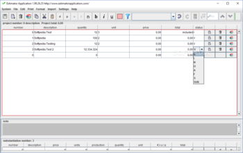 Estimator screenshot