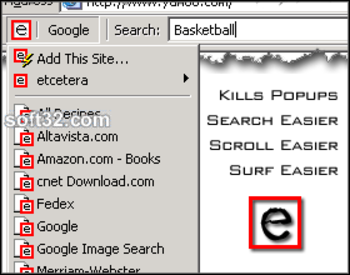 etcetera: Search Toolbar screenshot