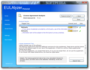 EULAlyzer screenshot 2