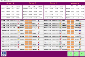 Euro 2012 Fixtures screenshot