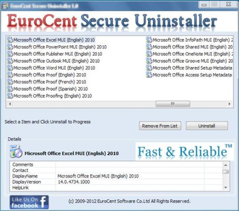 EuroCent Secure Uninstaller screenshot