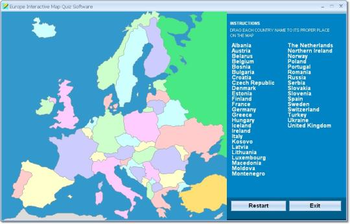 Europe Interactive Map Quiz Software screenshot