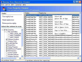 Eusing Free Registry Cleaner screenshot