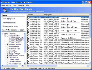 Eusing Free Registry Cleaner screenshot 2
