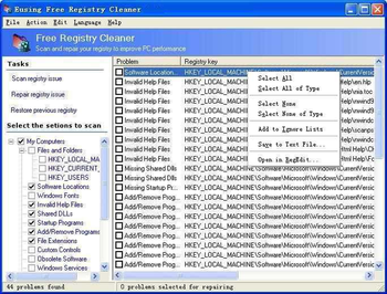 Eusing Free Registry Cleaner screenshot 2