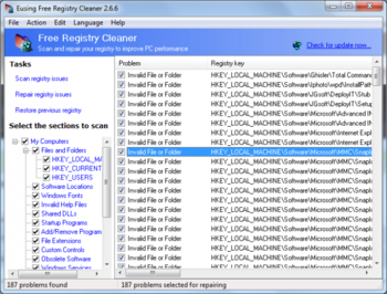 Eusing Free Registry Cleaner screenshot 4