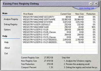 Eusing Free Registry Defrag screenshot 3