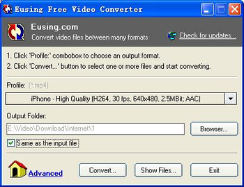 Eusing Free Video Converter Portable screenshot