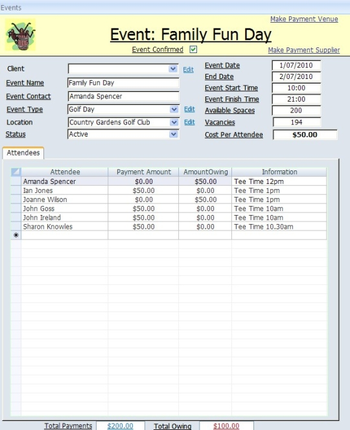 Event Organiser screenshot