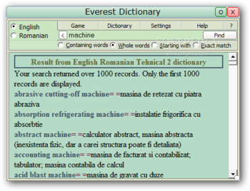Everest Dictionary with databases screenshot
