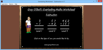 Everlasting Worksheet - Subtraction screenshot