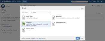 Evernote Integration for Confluence screenshot