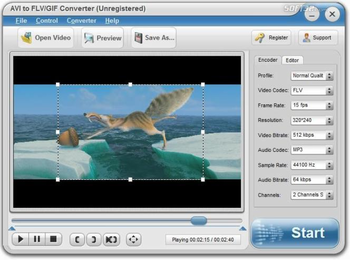 Eviosoft AVI to FLV/GIF Converter screenshot 2