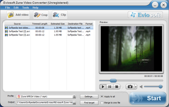 Eviosoft Zune Video Converter screenshot
