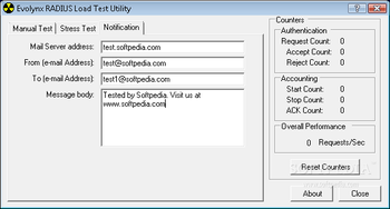 Evolynx RADIUS Load Test Utility screenshot 3