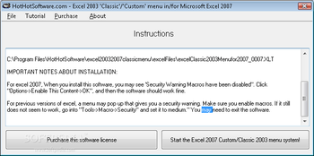 Excel 2007 Ribbon to old Excel 2003 Classic Menu Toolbar screenshot