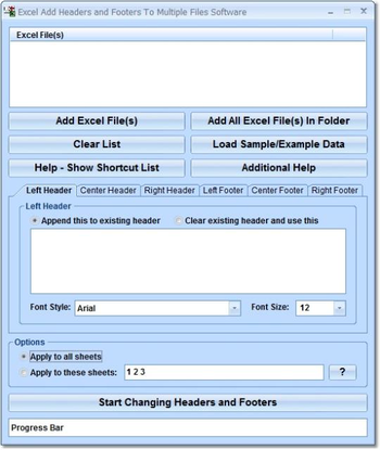 Excel Add Headers and Footers To Multiple Files Software screenshot