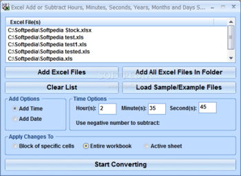 Excel Add or Subtract Hours, Minutes, Seconds, Years, Months and Days Software screenshot