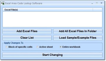 Excel Area Code Lookup Software screenshot