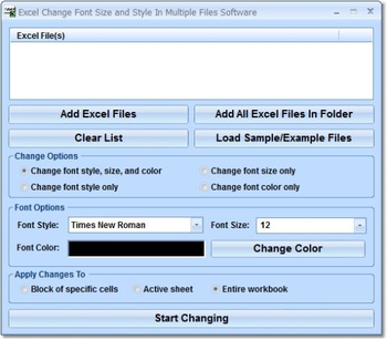Excel Change Font Size and Style In Multiple Files Software screenshot