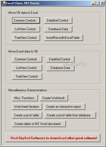 Excel Class .NET screenshot