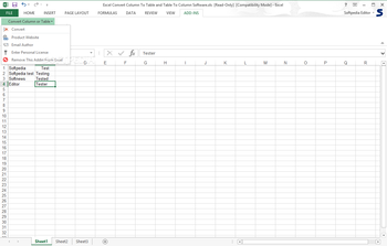 Excel Convert Column To Table and Table To Column Software screenshot