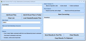 Excel Convert File To SQL Statements  screenshot
