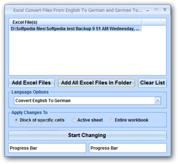 Excel Convert Files From English To German and German To English Software screenshot