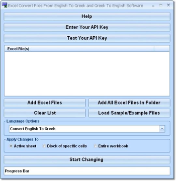 Excel Convert Files From English To Greek and Greek To English Software screenshot
