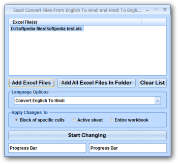 Excel Convert Files From English To Hindi and Hindi To English Software screenshot