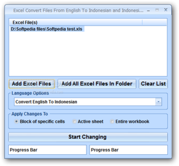 Excel Convert Files From English To Indonesian and Indonesian To English Software screenshot