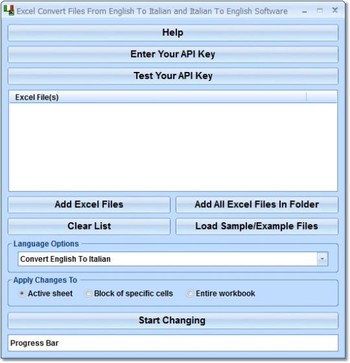Excel Convert Files From English To Italian and Italian To English Software screenshot