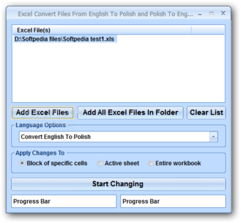 Excel Convert Files From English To Polish and Polish To English Software screenshot