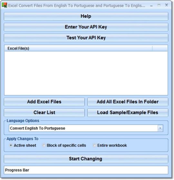 Excel Convert Files From English To Portuguese and Portuguese To English Software screenshot