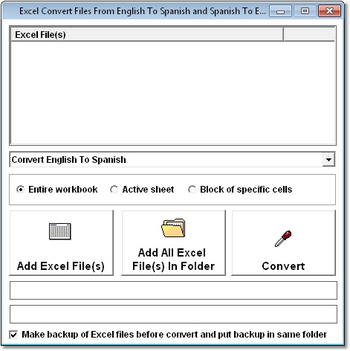 Excel Convert Files From English To Spanish and Spanish To English Software screenshot 2