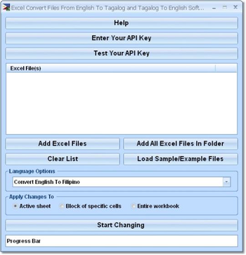 Excel Convert Files From English To Tagalog and Tagalog To English Software screenshot