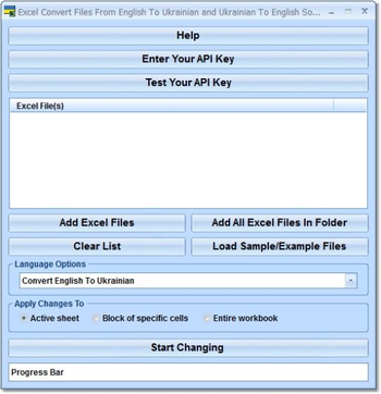 Excel Convert Files From English To Ukrainian and Ukrainian To English Software screenshot