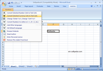 Excel Convert Numbers to Text Software screenshot