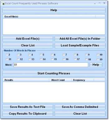 Excel Count Frequently Used Phrases Software screenshot