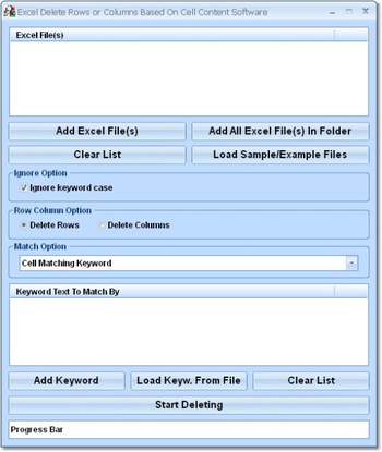 Excel Delete Rows or Columns Based On Cell Content Software screenshot