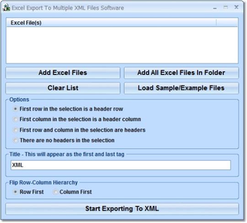 Excel Export To Multiple XML Files Software screenshot