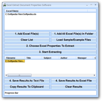 Excel Extract Document Properties Software screenshot