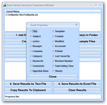 Excel Extract Document Properties Software screenshot 2